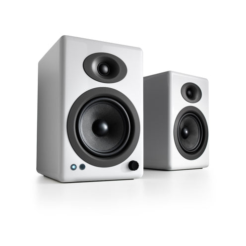 Audioengine A5+ Wireless Bluetooth Powered Bookshelf Speakers, Hi-Gloss White (Pair)
