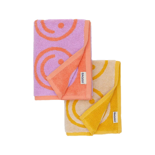Baggu Hand Towel, Happy Lilac Marigold, Set of 2