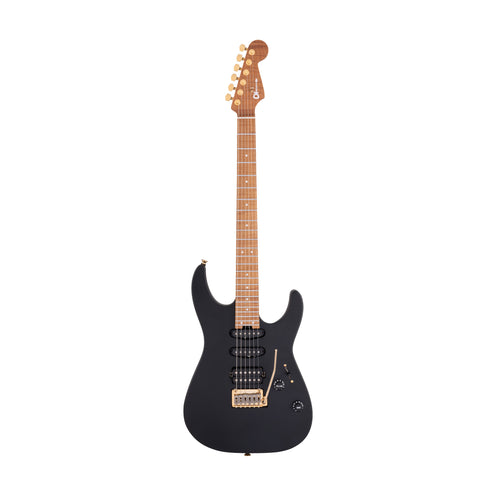 Charvel USA Select DK24 HSS 2PT CM QM Electric Guitar, Caramelized Maple FB, Satin Black