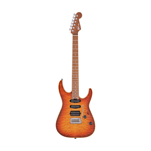 Charvel USA Select DK24 HSS 2PT CM QM Electric Guitar, Caramelized Maple FB, Autumn Glow