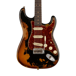 Fender Custom Shop Ltd Ed Roasted 1961 Super Heavy Relic Strat, Aged Black over 3-Color Sunburst