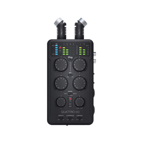 IK Multimedia iRig Pro Quattro I/O Deluxe Bundle Portable 4x2 Audio and MIDI Interface/Mixer