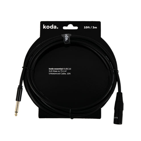 koda essential KUBC10 XLR Male to TS 1/4 inch Unbalanced Cable, 10ft