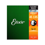 Elixir 14782 Nanoweb Med w/ Light B Long Scale Stainless Steel 5-String Electric Bass Guitar Strings