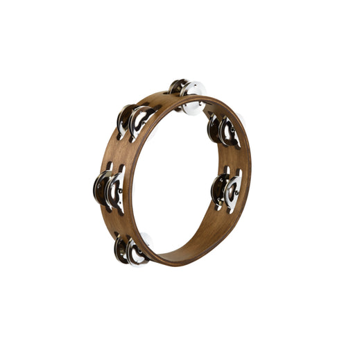 MEINL Percussion CTA2WB Compact Wood Stainless Steel Jingles Tambourine, Walnut Brown