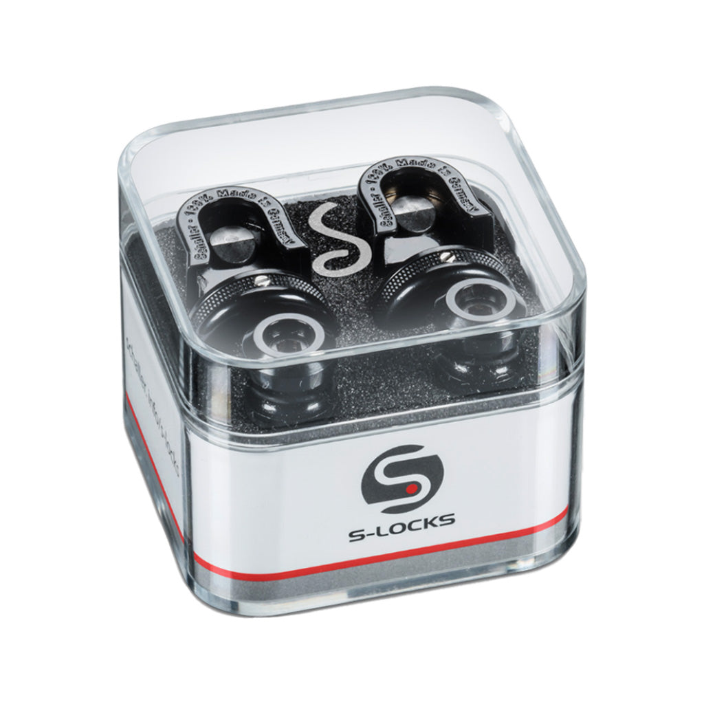 Allparts AP-0681-003 Schaller S-Lock Black Strap Locks, Box of 2