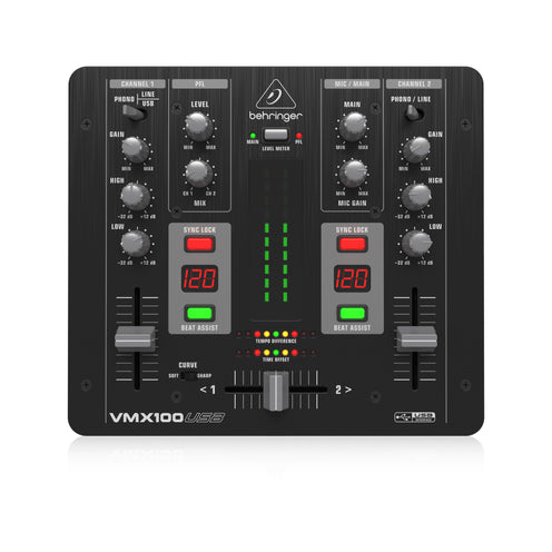 Behringer Pro Mixer VMX100USB 2-channel DJ Mixer