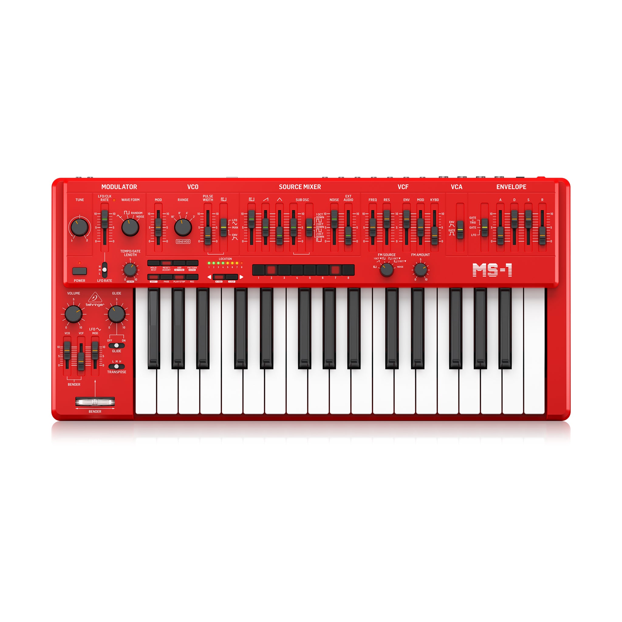 Behringer MS-1-RD Analog Synthesizer with Handgrip, Red