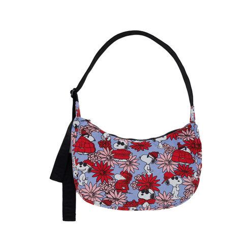 Baggu Medium Nylon Crescent Bag, Floral Snoopy