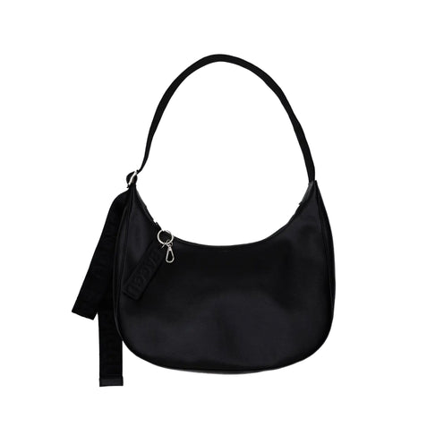 Baggu Medium Recycled Leather Shoulder Bag, Black