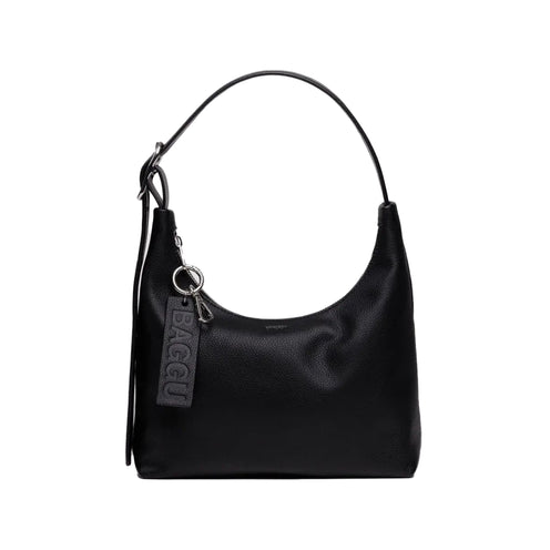 Baggu Mini Recycled Leather Shoulder Bag, Black
