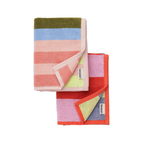 Baggu Hand Towel, Pool Stripe Mix, Set of 2