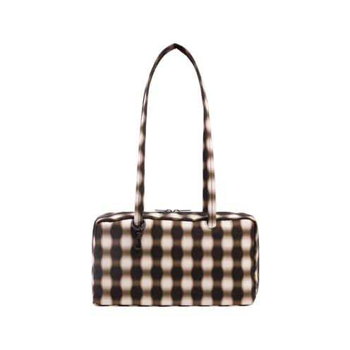 Baggu Nylon Bowler Bag, Blurred Gingham Brown