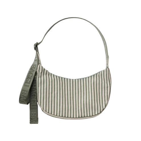 Baggu Small Nylon Crescent Bag, Sage Stripe