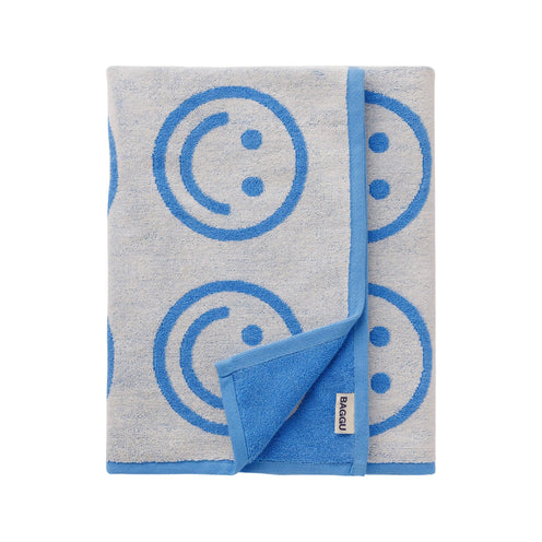 Baggu Bath Towel, Sky Blue Happy