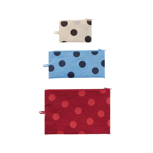 Baggu Flat Pouch Set, Polka Dot Mix