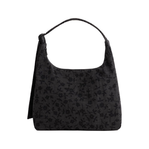 Baggu Nylon Shoulder Bag, Charcoal Ditsy Floral