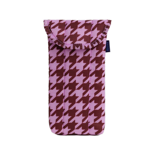 Baggu Puffy Glasses Sleeve, Pink Houndstooth
