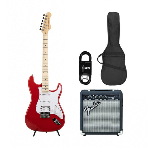 Congress CST100 MP HT Electric Guitar, Fiesta Red w/ Fender Frontman 10G Bundle