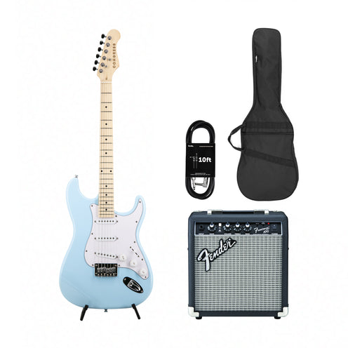 Congress CST100 MP HT Electric Guitar, Sonic Blue w/ Fender Frontman 10G Bundle