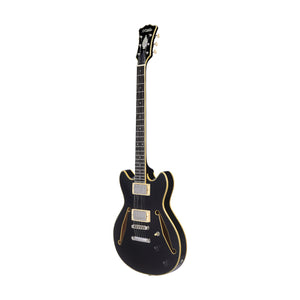D'Angelico Excel Mini DC Tour Semi-Hollowbody Electric Guitar, Black