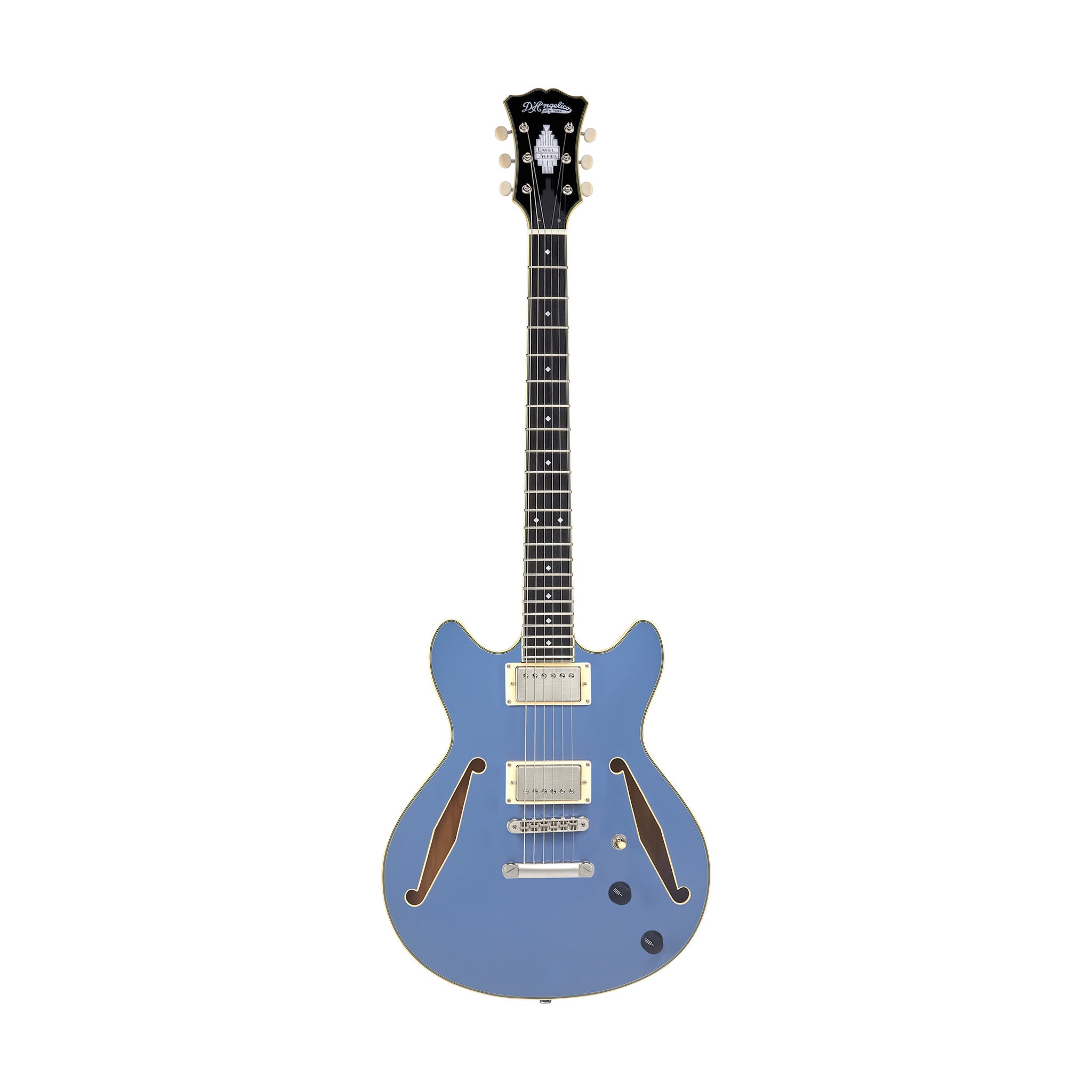 D'Angelico Excel Mini DC Tour Semi-Hollowbody Electric Guitar, Slate Blue