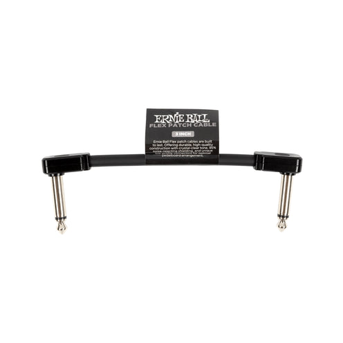 Ernie Ball P06438 Flex Instrument Patch Cable, 3 Inch, Black, Single