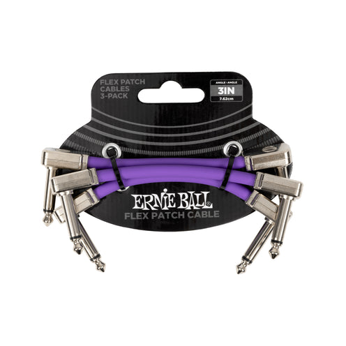 Ernie Ball P06451 Flex Instrument Patch Cable, 3 Inch, Purple, 3-Pack