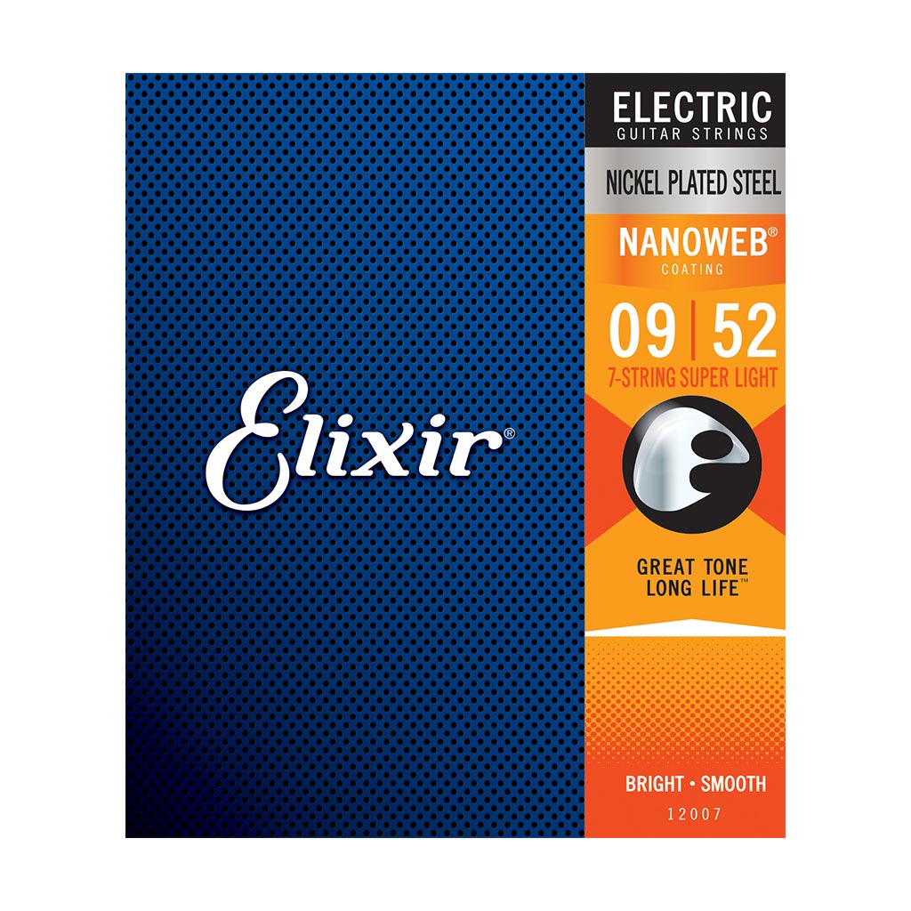 Elixir 12007 Nanoweb Super Light 7-String Electric Guitar Strings 9-52