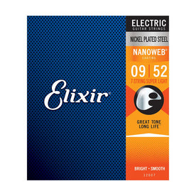 Elixir 12007 Nanoweb Super Light 7-String Electric Guitar Strings 9-52