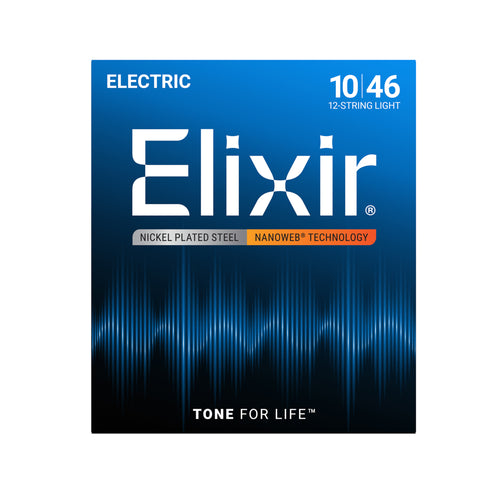 Elixir 12450 Nanoweb Electric Guitar Strings, 12-String Light, 10-46