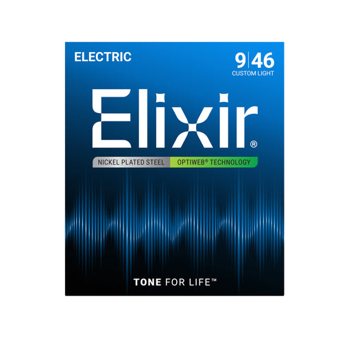 Elixir 19027 Optiweb Electric Guitar Strings, Custom Light, 09-46