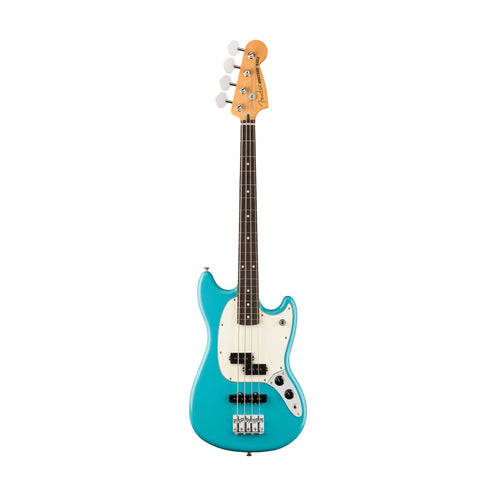 Fender Player II Mustang Bass PJ Guitar, RW FB, Aquatone Blue