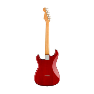 Fender Noventa Stratocaster Electric Guitar, PF FB, Crimson Red Transparent