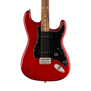 Fender Noventa Stratocaster Electric Guitar, PF FB, Crimson Red Transparent