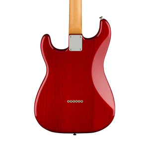 Fender Noventa Stratocaster Electric Guitar, PF FB, Crimson Red Transparent