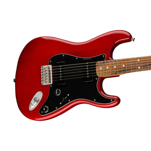 Fender Noventa Stratocaster Electric Guitar, PF FB, Crimson Red Transparent