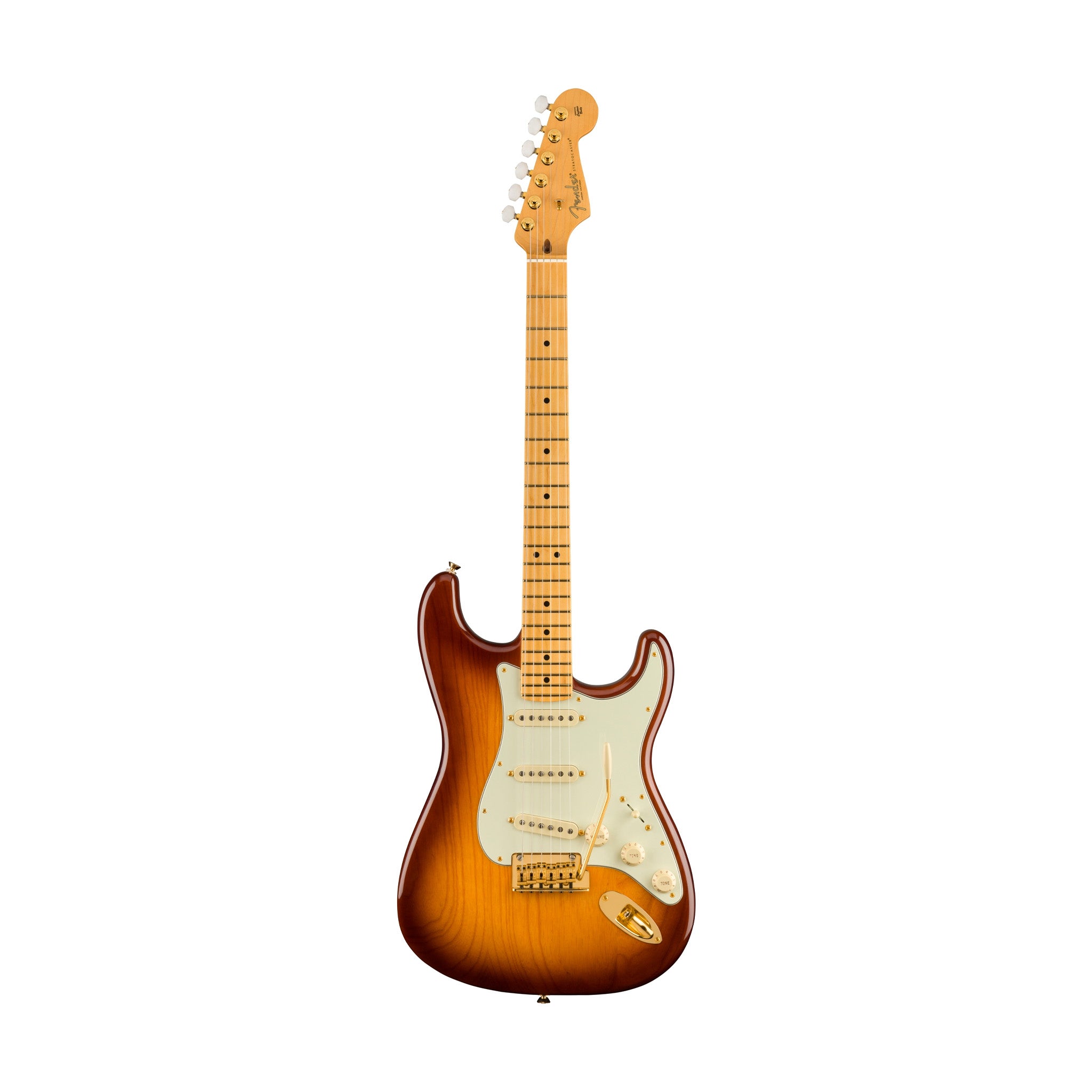 Fender 75th Anniversary Commemorative Stratocaster Electric Guitar, Maple FB, 2-Color Bourbon Sunburst