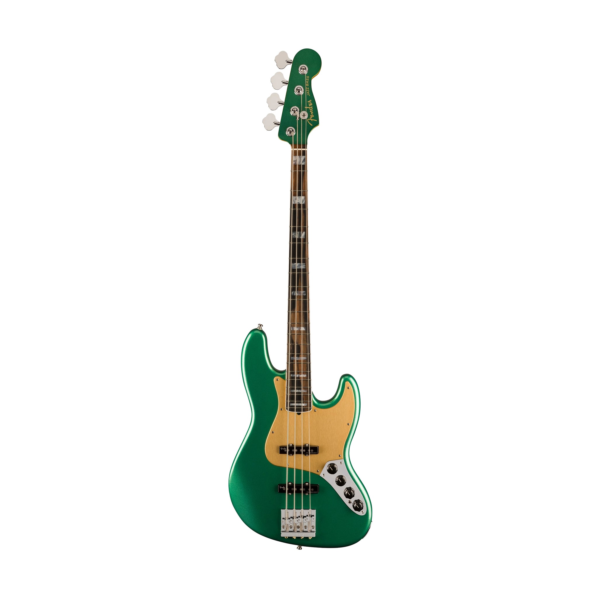 Fender FSR American Ultra Jazz Bass Guitar, Ebony FB, Mystic Pine Green