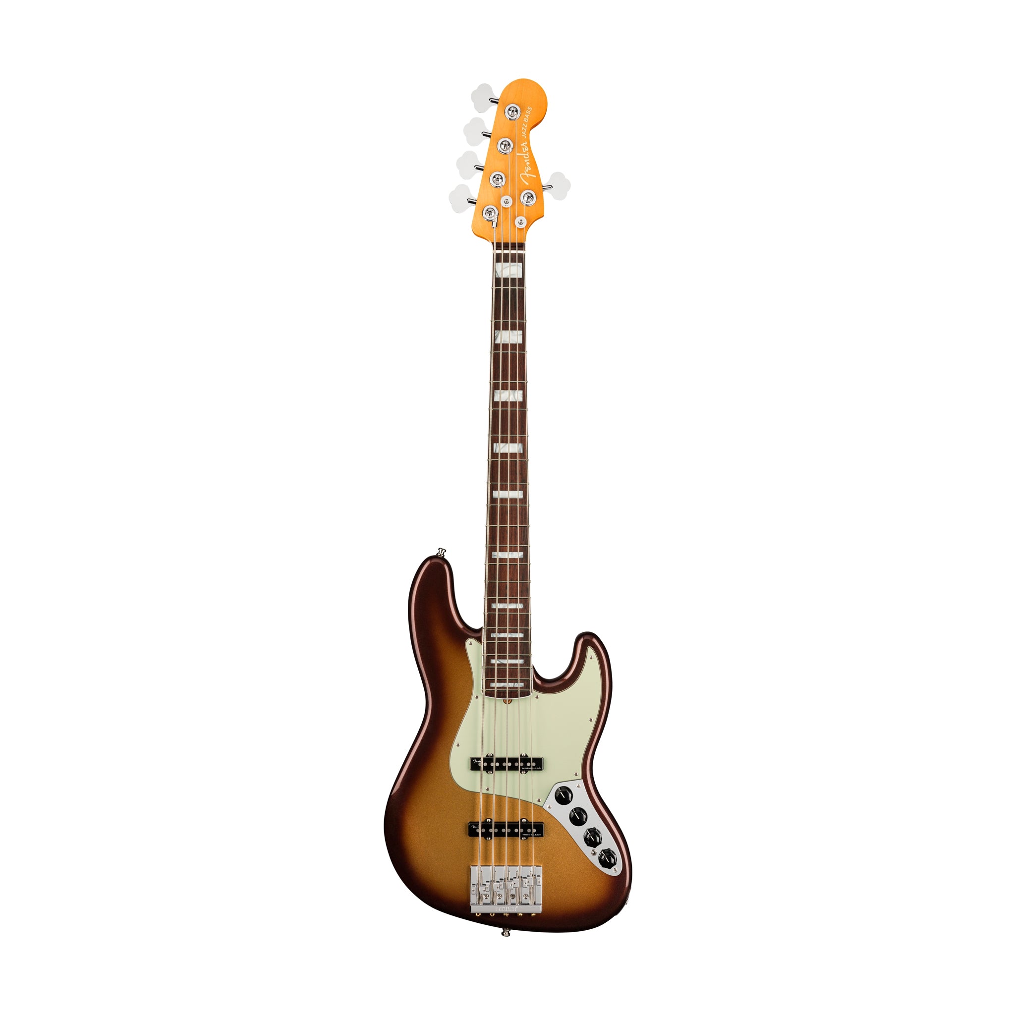 Fender American Ultra 5-String Jazz Bass Guitar, RW FB, Mocha Burst