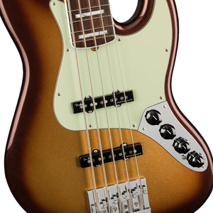 Fender American Ultra 5-String Jazz Bass Guitar, RW FB, Mocha Burst