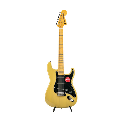 Squier FSR Classic Vibe 70s Stratocaster Electric Guitar w/Black Pickguard, Vintage Blonde