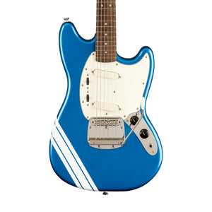 Squier FSR Classic Vibe 60s Competition Mustang Guitar w/ Olympic White Stripes, Lake Placid Blue