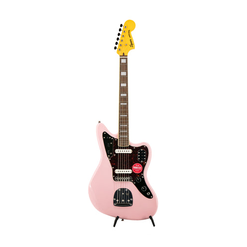 Squier FSR Classic Vibe 70s Jaguar Electric Guitar, Laurel FB, Shell Pink