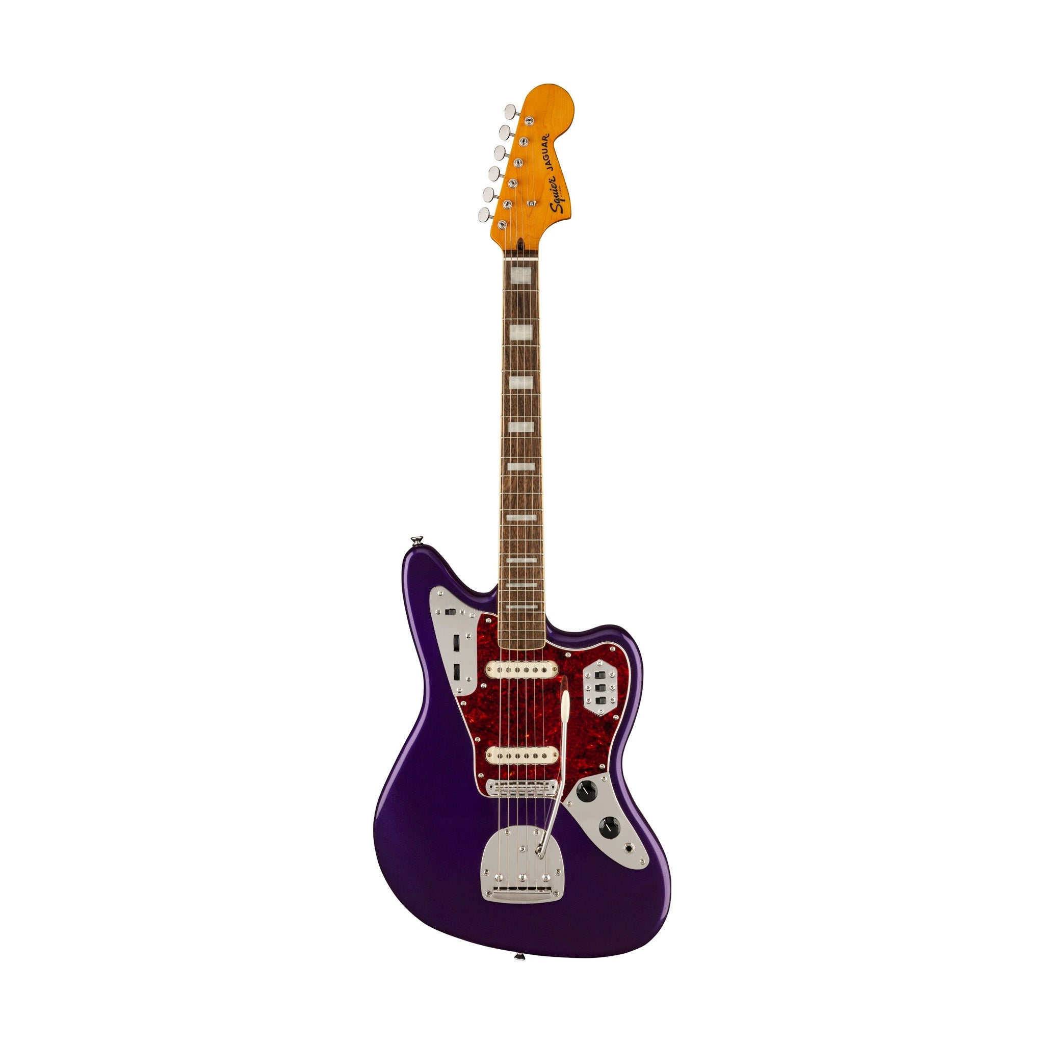Squier FSR Classic Vibe 70s Jaguar Electric Guitar, Laurel FB, Purple Metallic