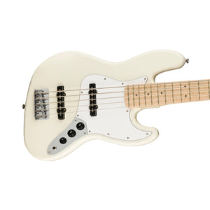 Squier Affinity Series Jazz Bass V 5-String Electric Bass Guitar, Maple FB, Olympic White
