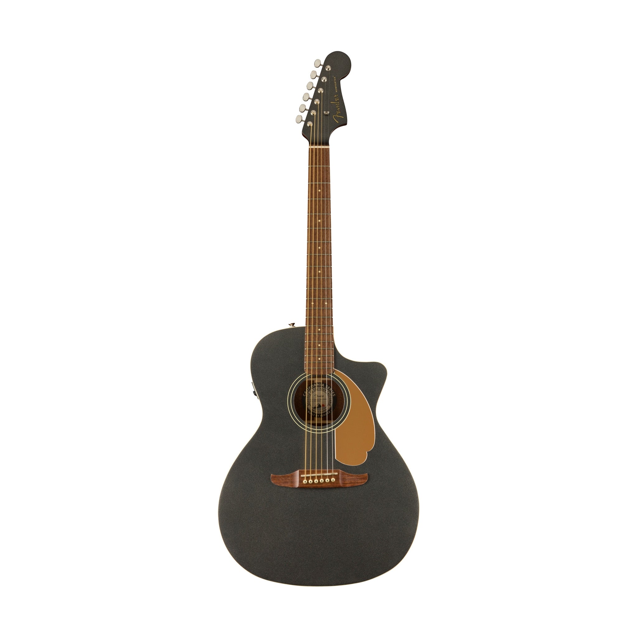 Fender FSR California Newporter Player Med-Sized Acoustic Guitar, Walnut FB, Charcoal Frost Metallic