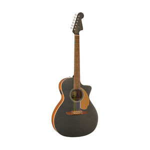 Fender FSR California Newporter Player Med-Sized Acoustic Guitar, Walnut FB, Charcoal Frost Metallic