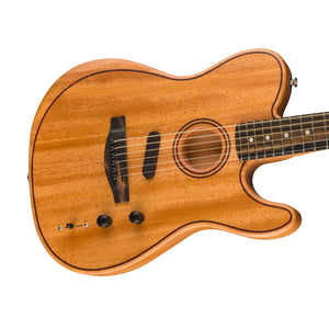 Fender American Acoustasonic Telecaster All Mahogany Guitar w/Bag, Ebony FB, Natural