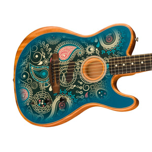 Fender FSR American Acoustasonic Telecaster Acoustic Guitar w/bag, Ebony FB, Blue Paisley